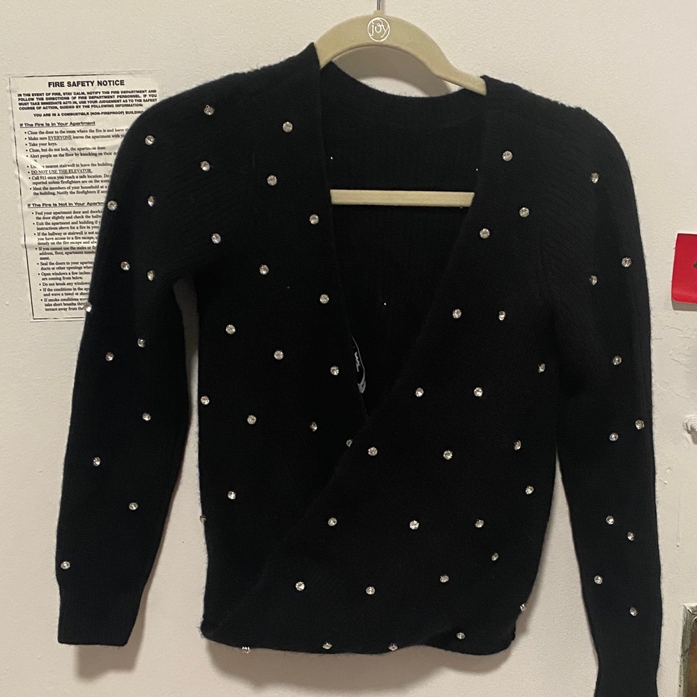 Chic Black Cardigan with Silver Details